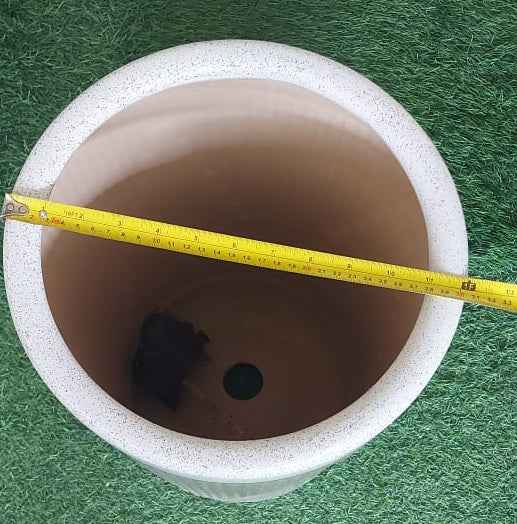Beige/White/gold line CERAMIC pot (53h x 30d)