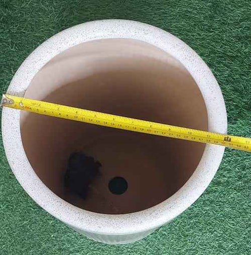 Beige/White/gold line CERAMIC pot (53h x 30d)