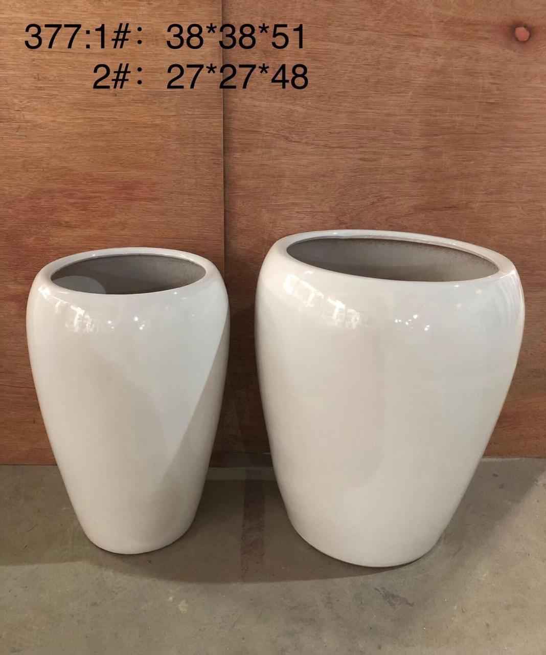 Glossy-White CERAMIC pot (2 Sizes Optional) set