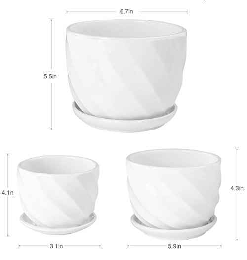 White Ceramic Pot 3Pcs option