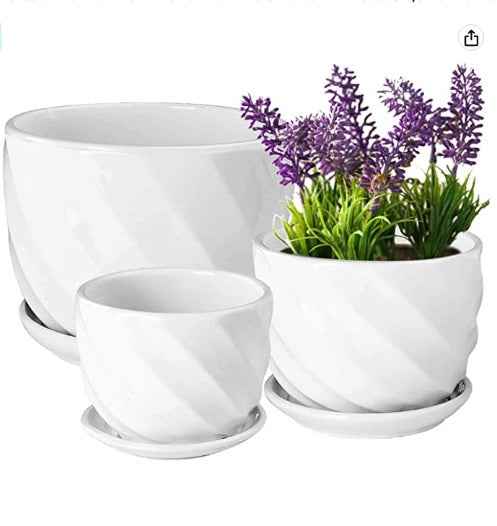 White Ceramic Pot 3Pcs option