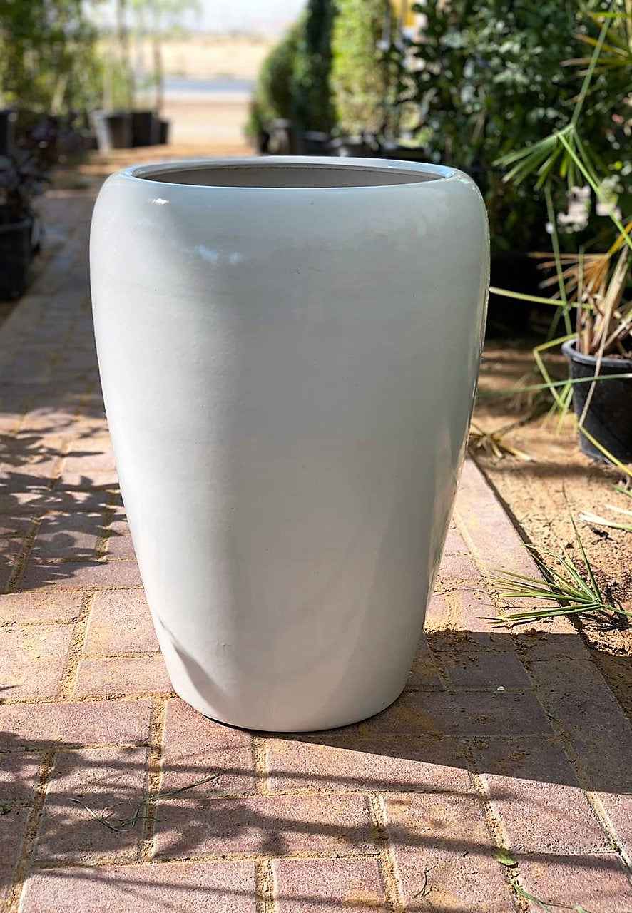 Glossy-White CERAMIC pot (2 Sizes Optional) set