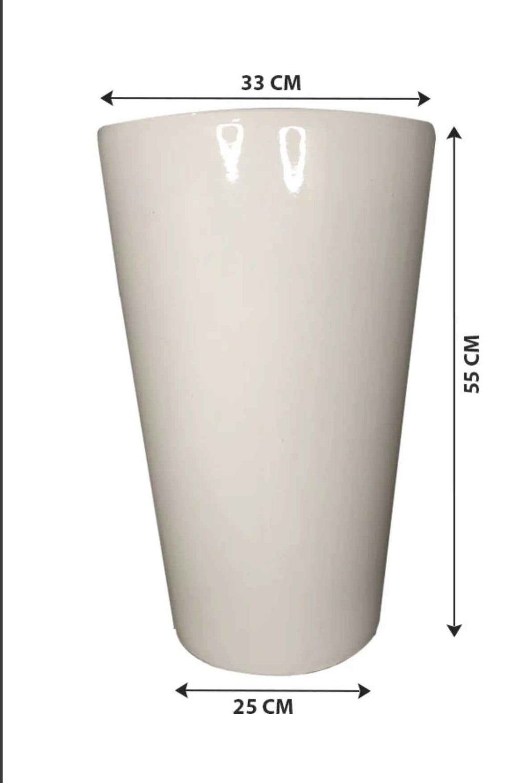 H55cm x D33 White Ceramic Pot