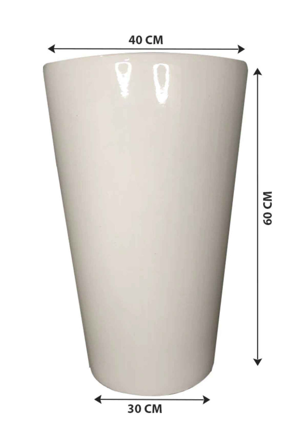 H60cm x D40cm White Ceramic Pot