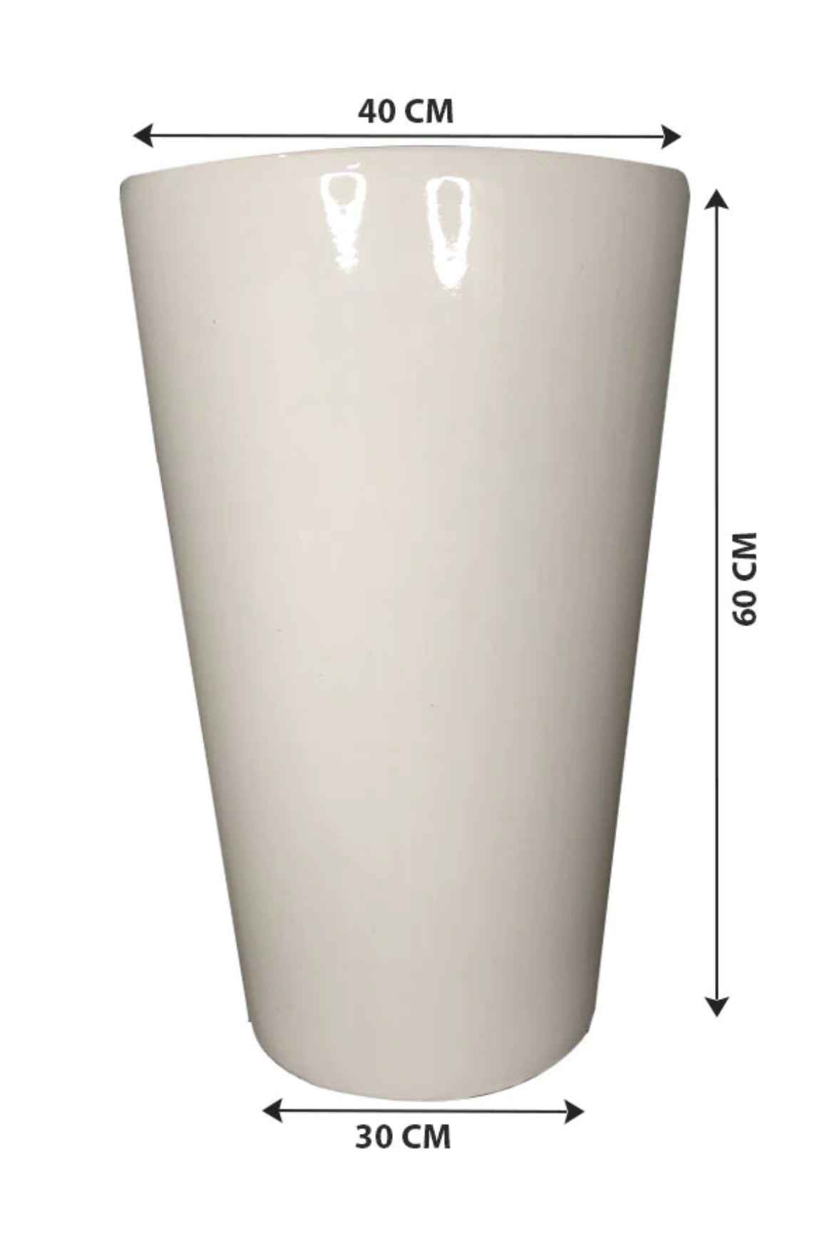 H60cm x D40cm White Ceramic Pot